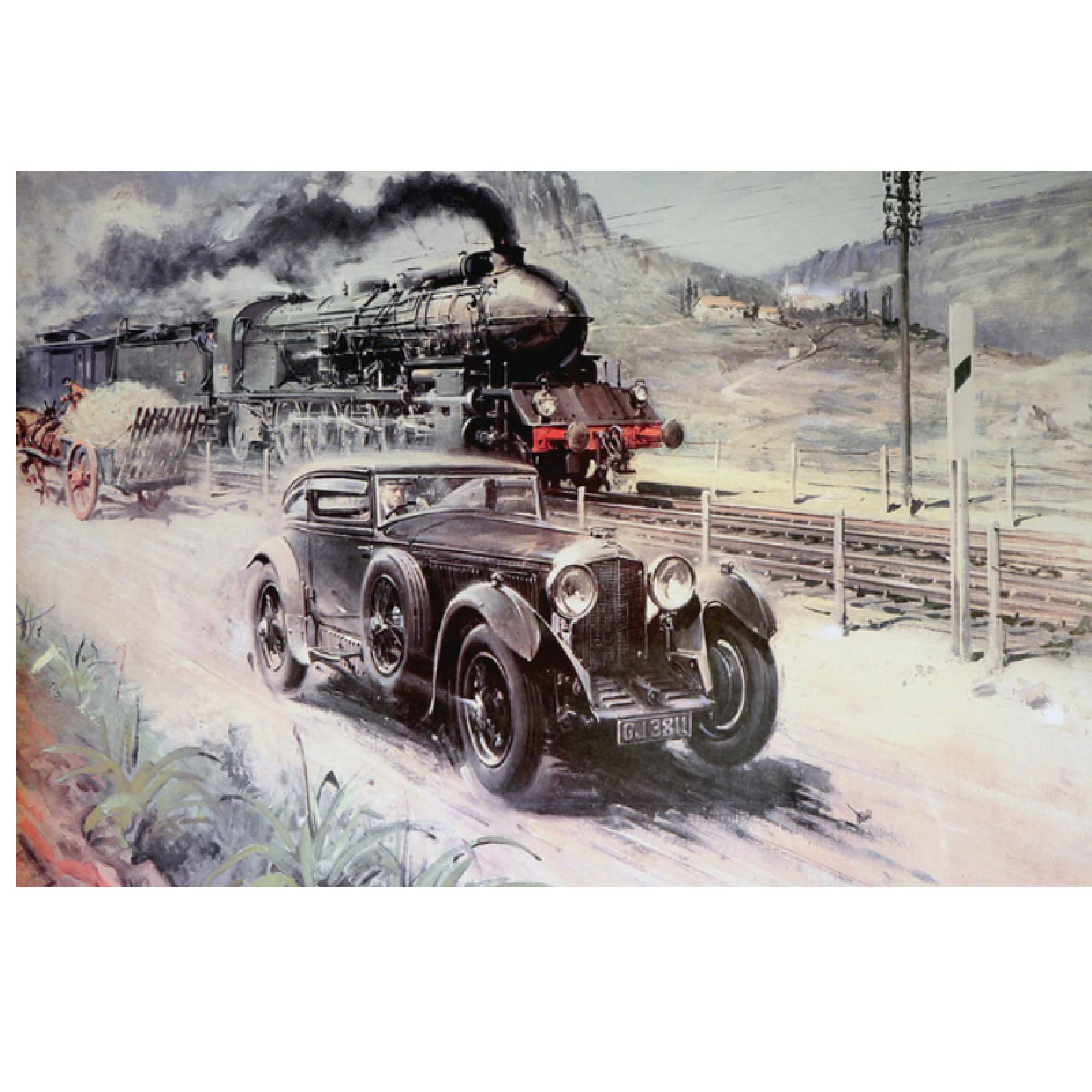 昭和レトロ　ジョニーウォーカー　絵画ポスター Vintage Johnny Walker Golf Illustration Poster, Housewrming